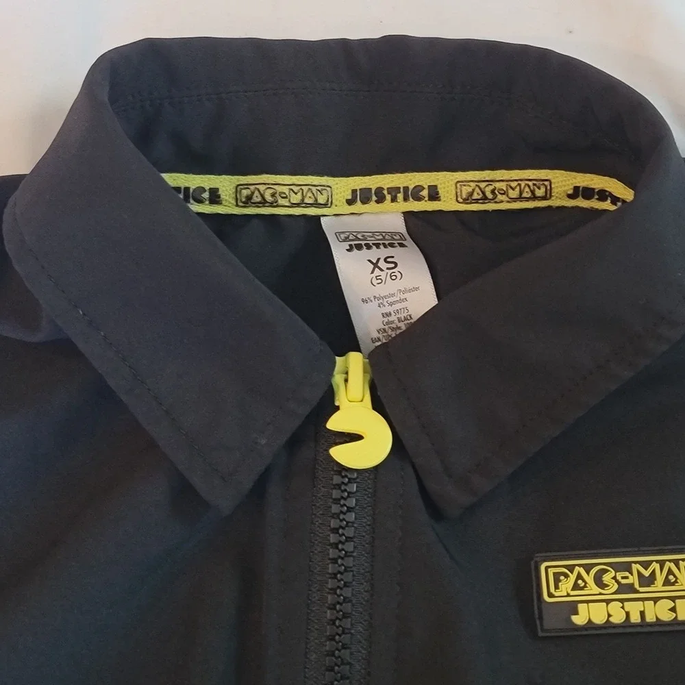 Justice x Pac-Man Girls Black Sleeveless Zip Front Romper Size XS 5/6